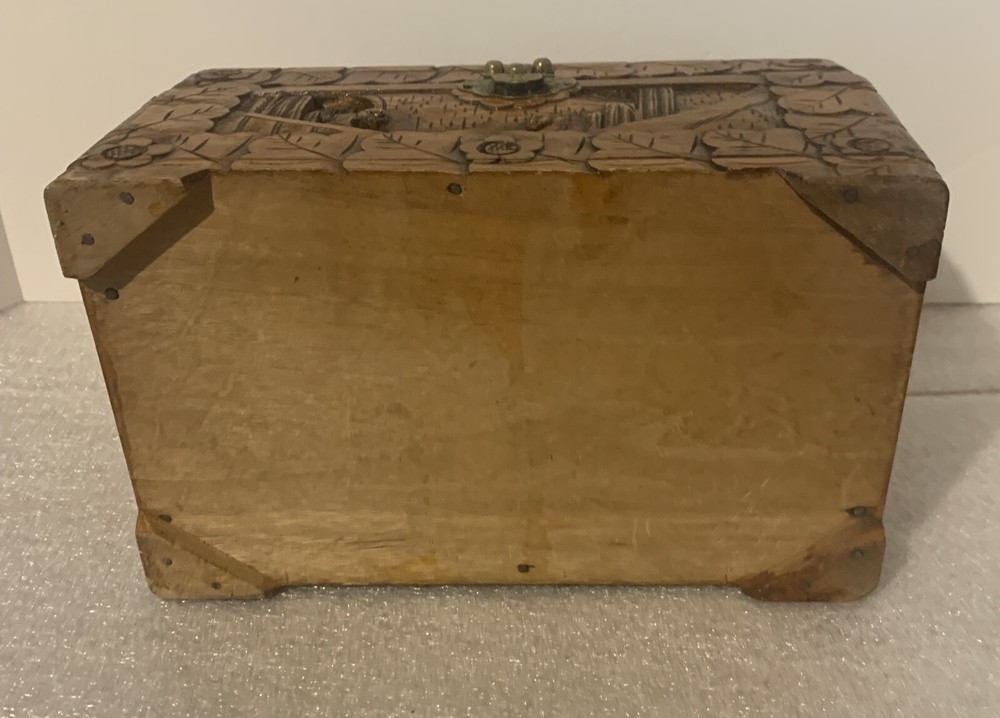 Solid Teak Wood Monastery Tea Box Hand Carved