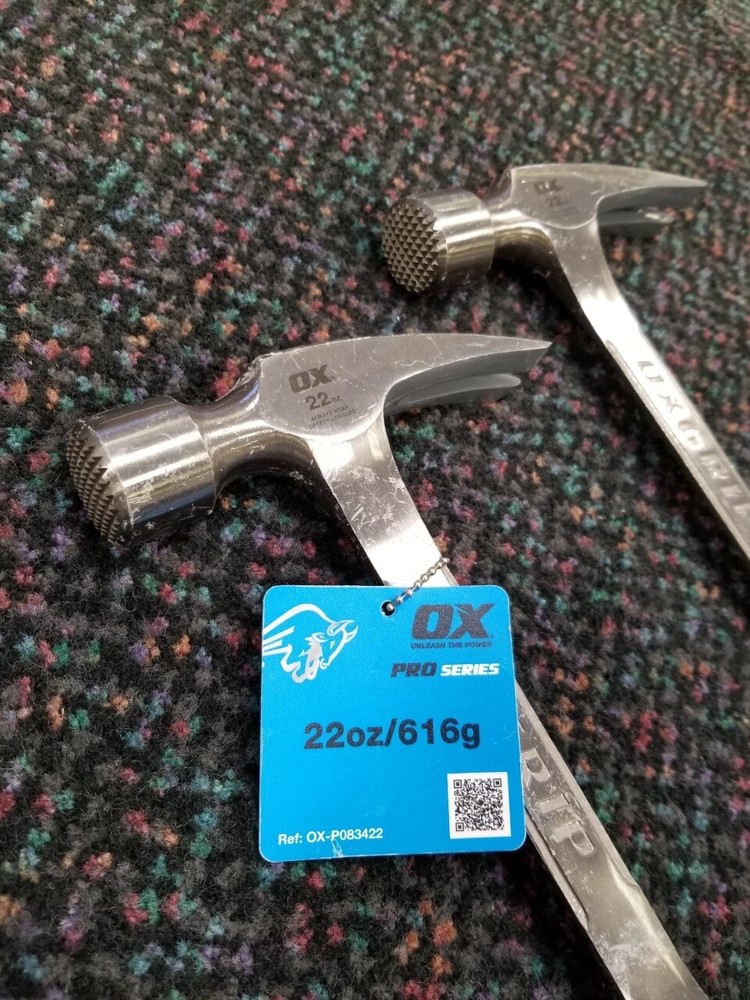 OX Tools Pro 22oz Milled Face Framing Hammer - 2 Pack