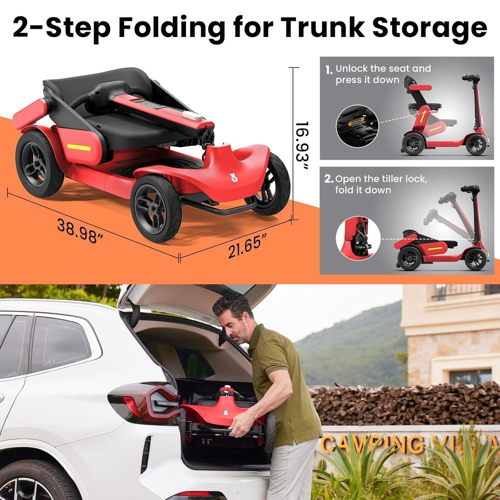 Glashow S3 Foldable Mobility Scooter – 25 Mile Range – Safe & Reliable