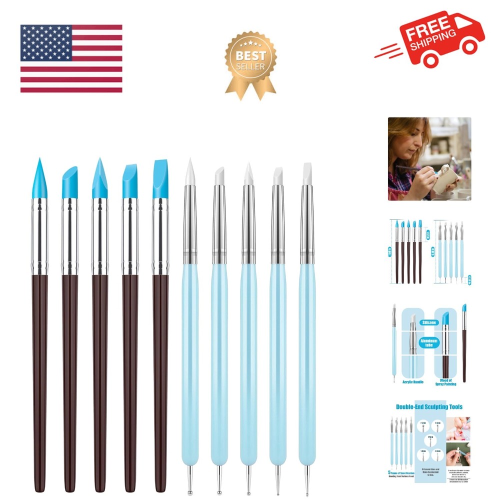 10Pcs Silicone Clay Sculpting Tool, Modeling Dotting Tool & Pottery Craft use...