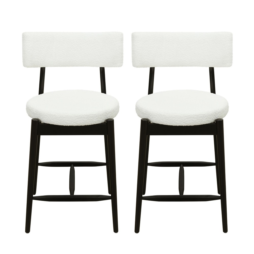 Mid Century Modern Counter Stool Black+Beige