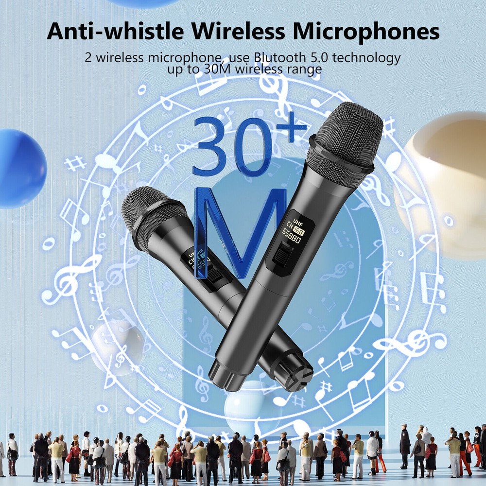 JYX Bluetooth Speaker w/Wireless Microphone +Strap Karaoke Machine Party Speaker