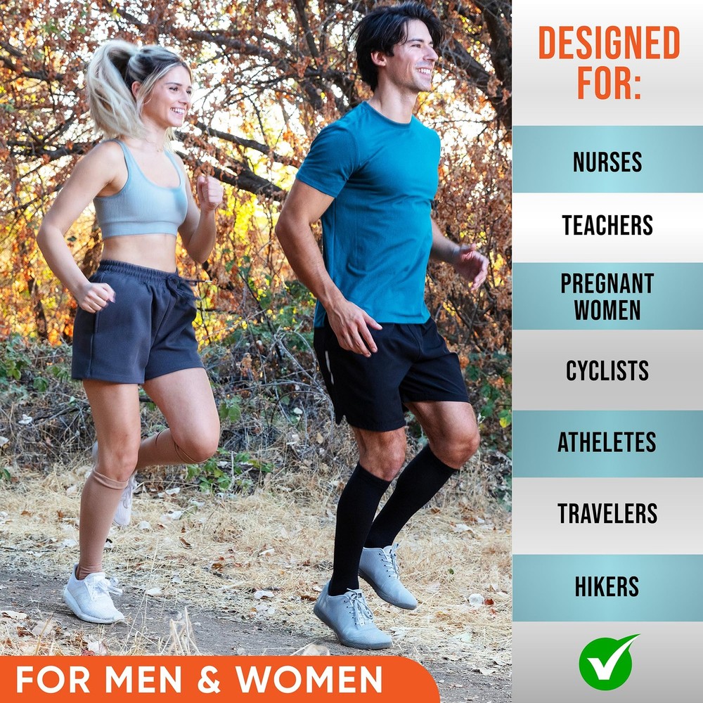 Compression Socks for Women & Men (20-30 mmHg) Support Small-Medium, Black