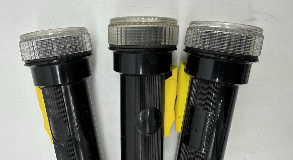 (3) Development workshop Inc Handheld Flashlight Plastic Black Yellow Military