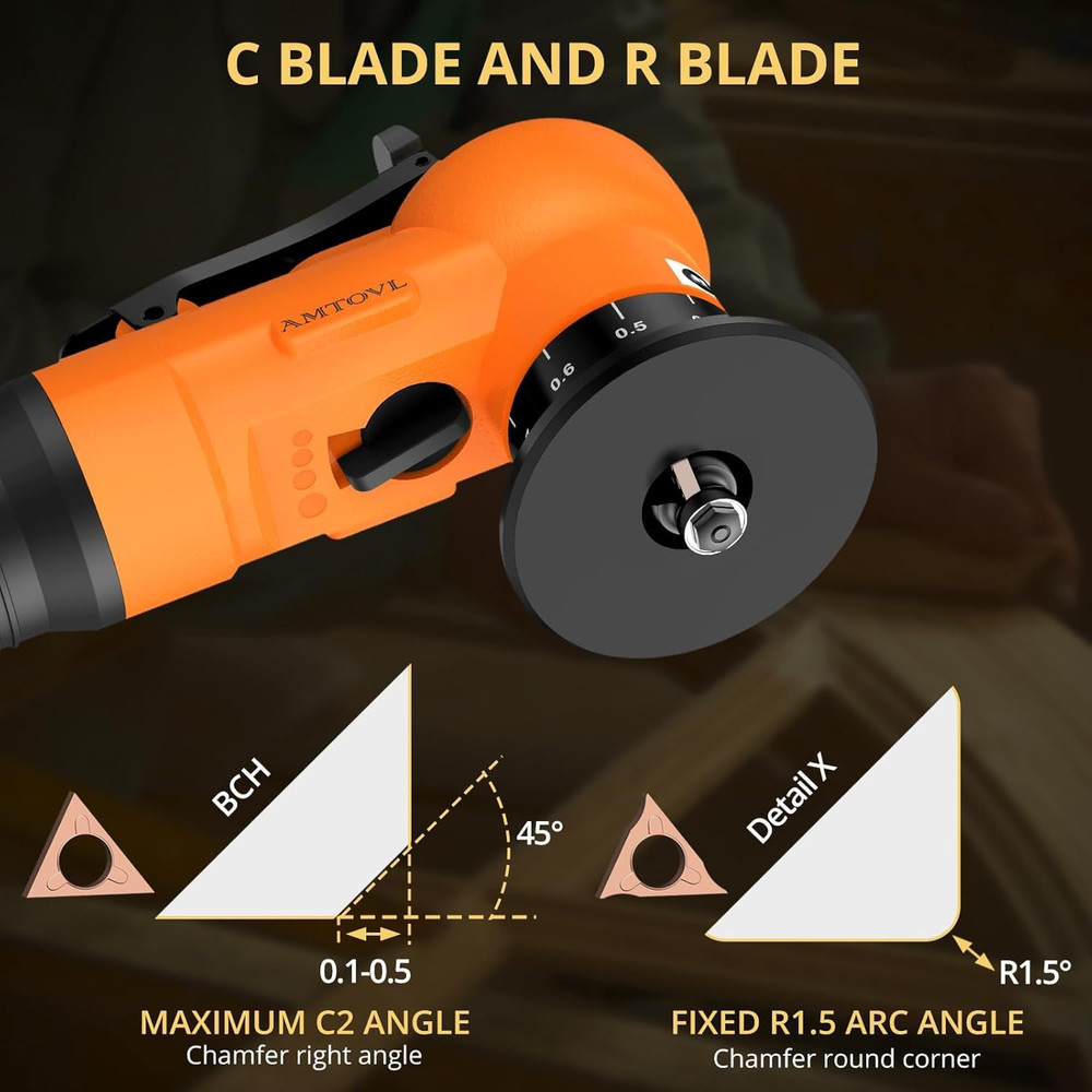 Pneumatic Chamfering Tool - Mini Air Chamfer Tool with 10 C-Angle & 10 R-Angle B