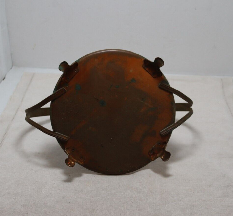 Antique Copper Casserole Carrier Solid Copper Base 7" Diameter Handle 7" High