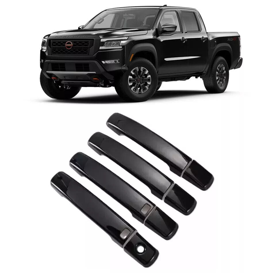 For 2022-2024 Nissan Frontier Door Handle Covers With Smartkey 4PCS GLOSS BLACK
