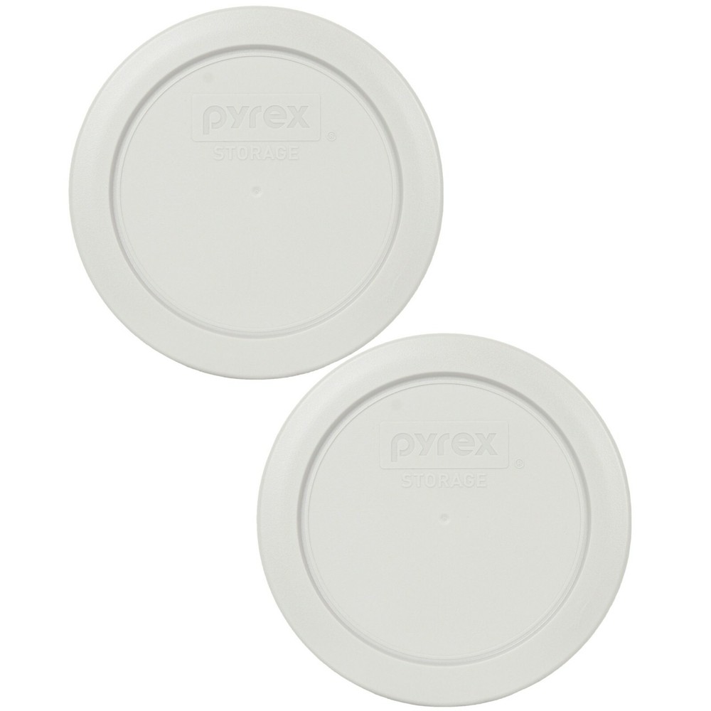 Pyrex 7200-PC Sleek Silver Round Plastic Storage Replacement Lid Cover (2-Pack)