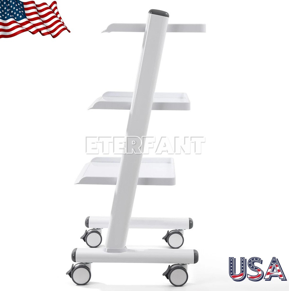 Lab Trolley Rolling Cart 3-Layer ABS Lab Serving Cart with Wheels/Socket
