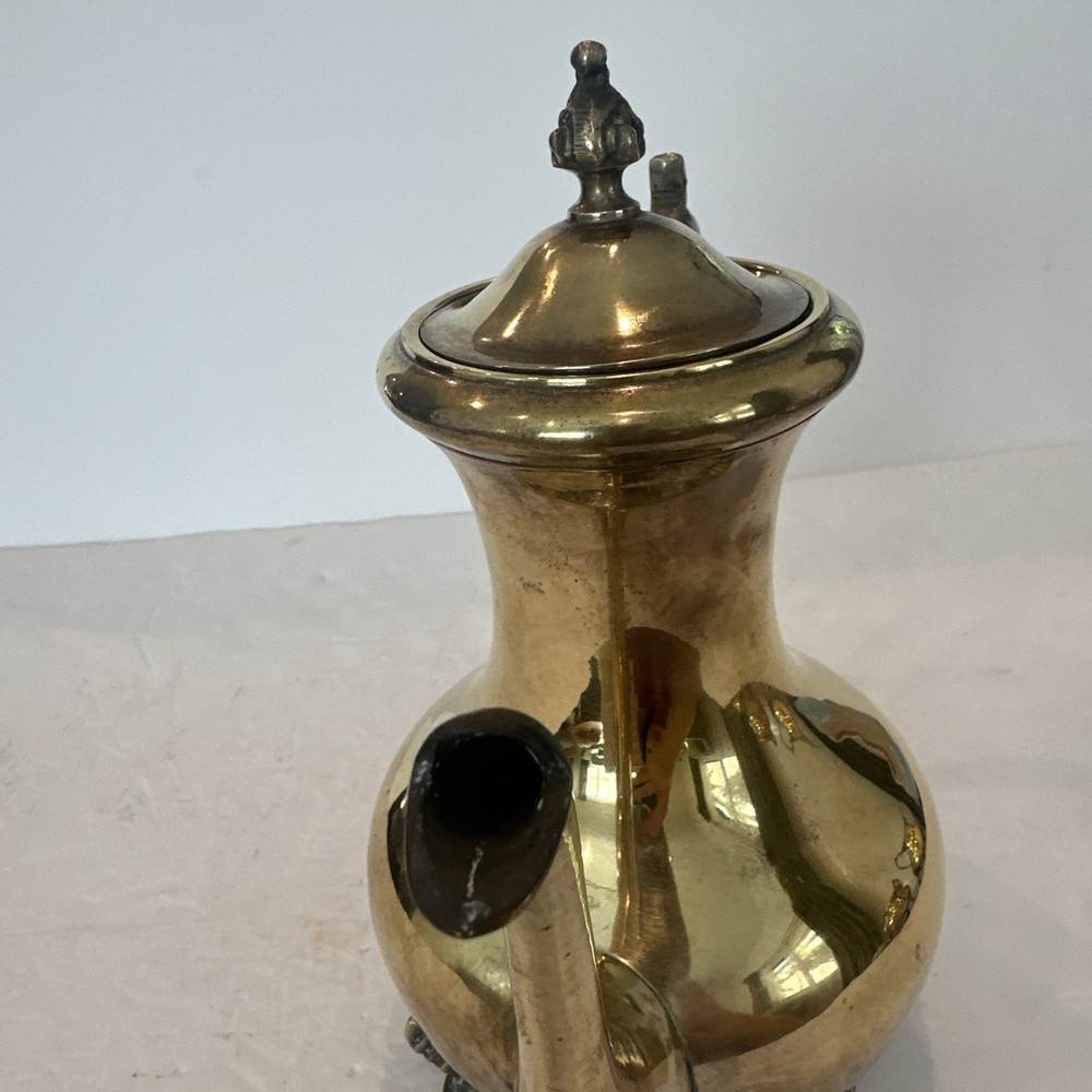 ETCHED BRASS TEA/COFFEE SET WITH TRAY. Good Condition