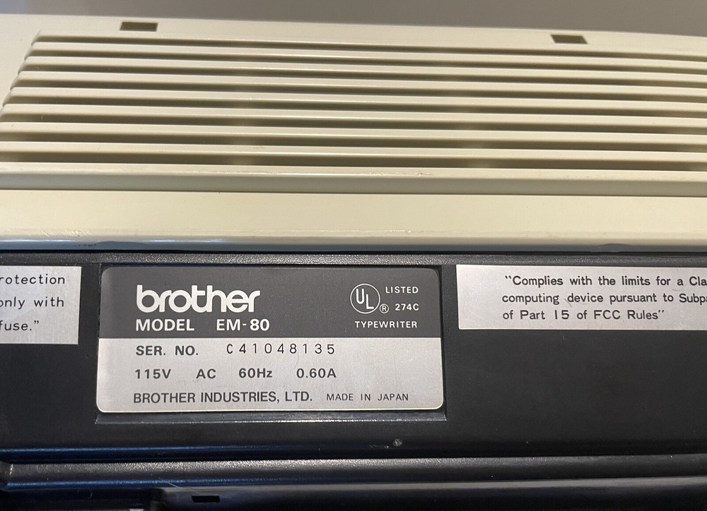 Brother EM-80 Typewriter Tested Working With Cover, 7220 Black Read Description
