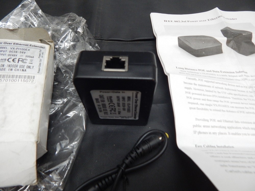 VERSA TECHNOLOGY VX-PI100EX 1EEE 802.3AF OVER ETHERNET EXTENDER - FAST SHIPPING