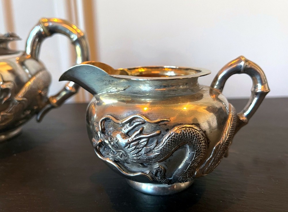Chinese Export Silver Tea Set with Original Box Zee Wo