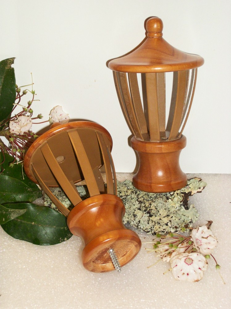 2 Wood & Metal Finials Screw On