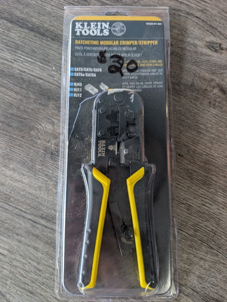 Klein Tools VDV226-011-SEN Ratcheting Data Cable Crimper/Stripper/Cutter