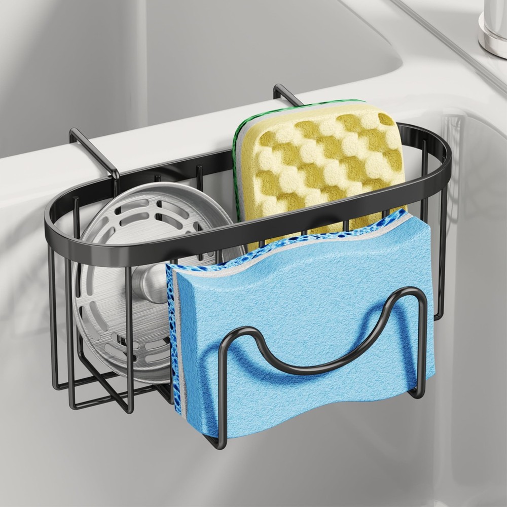 Sponge Holder for Kitchen Sink - Movable Kitchen Sink Caddy with M Shape Hook...