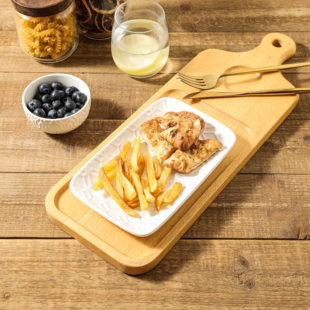 Sureasy Ceramic Salad Plates, Rectangular Appetizer Plates 8 inch, Small Serv...