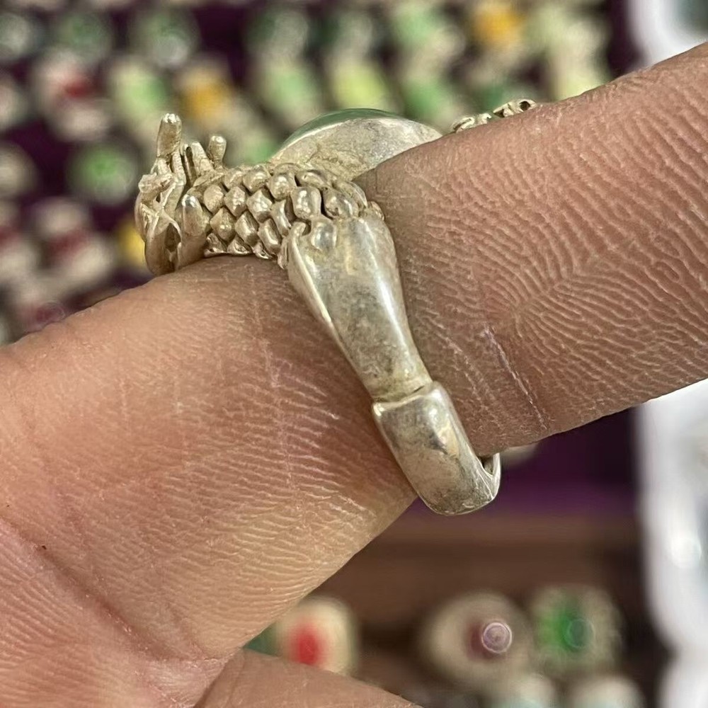 Antique Chinese Double Dragon Pattern Ring, Jewelry Figure Ring