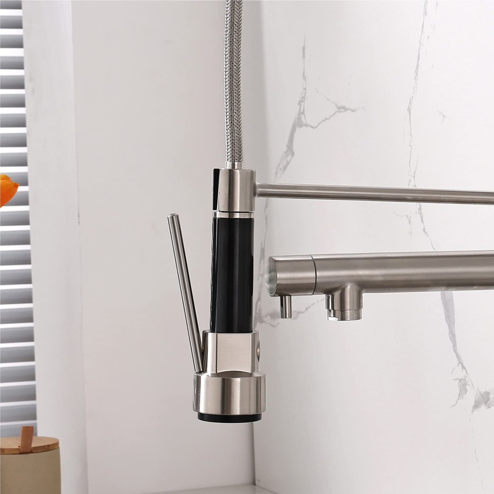 Silver Kitchen Faucet Kit 360° Rotation High Arch Single Handle Double Function