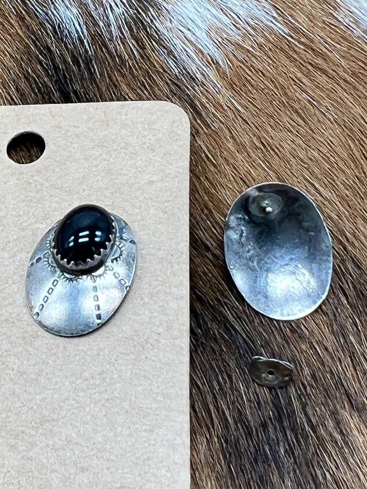 BLACK ONYX ~ POST ~ EARRINGS