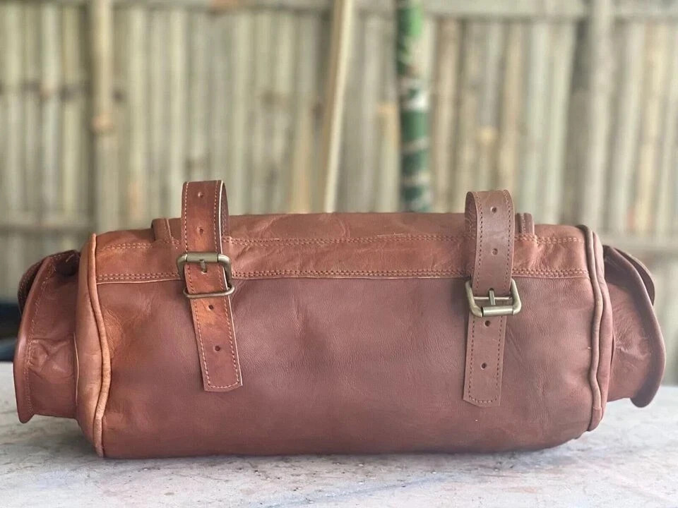 Goat Leather Motorcycle Tool Bag Brown Genuine