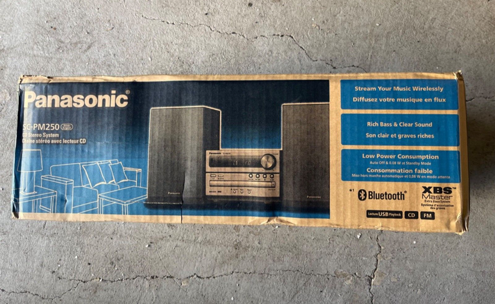 Panasonic Mini-component CD Stereo system SC-PM250-S Silver USB Memory Bluetooth