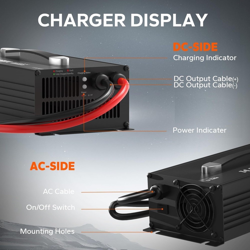 80A Lithium Battery Charger Smart Cooling System
