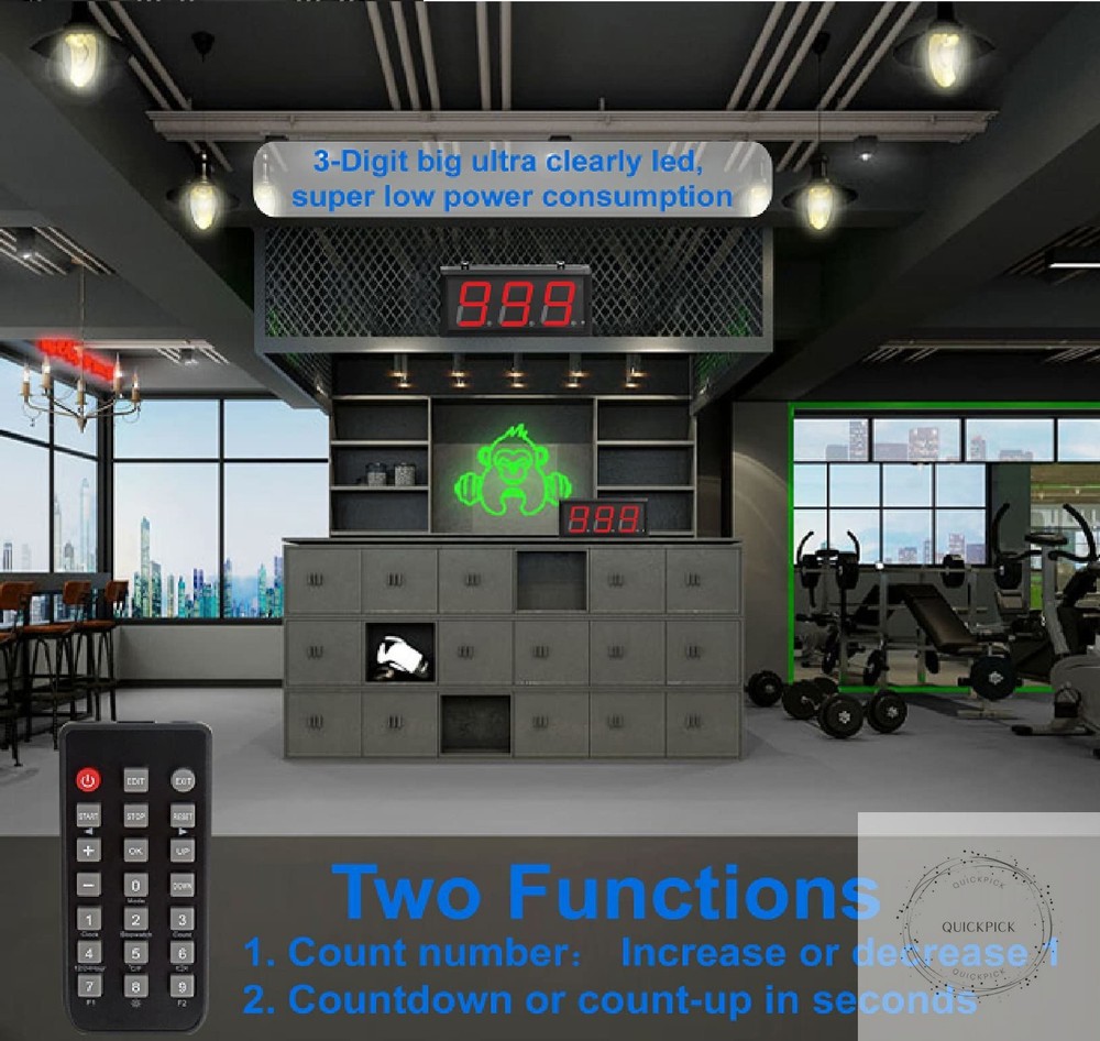 LED Up/Down Counter with Switch Box & Remote Red 4'' LED Display (3Digits)