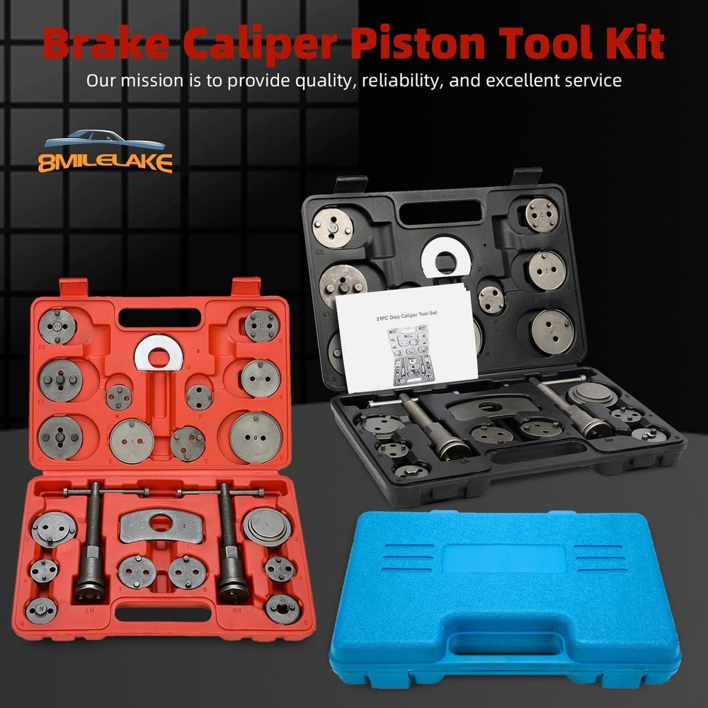 Professional 24Pc Brake Caliper Compressor Set with Safe Storage Case & Adapters