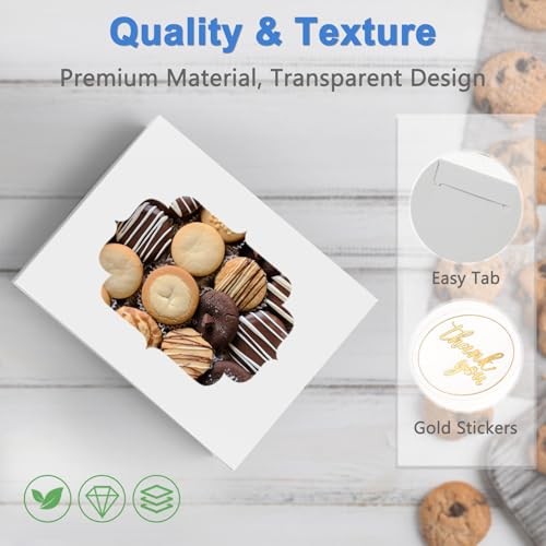 Pcs Bakery Boxes 8-In with Windows, Cookie Boxes for Chocolate Covered 30 White