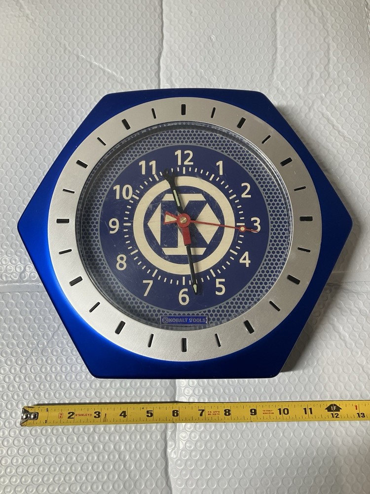 Kobalt Tools Blue Gray Glow In The Dark Wall Clock Tested Working