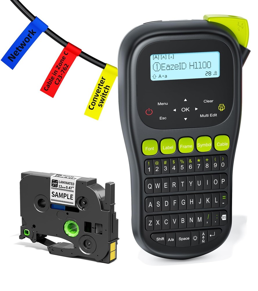 Label Maker Machine with-Tape, Cable Label Maker Waterproof-Labels, Handheld ...