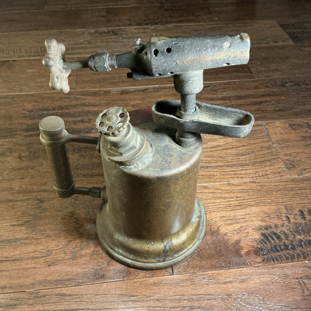 Vintage Antique Brass Blow Torch Brass Handle Untested-Preowned