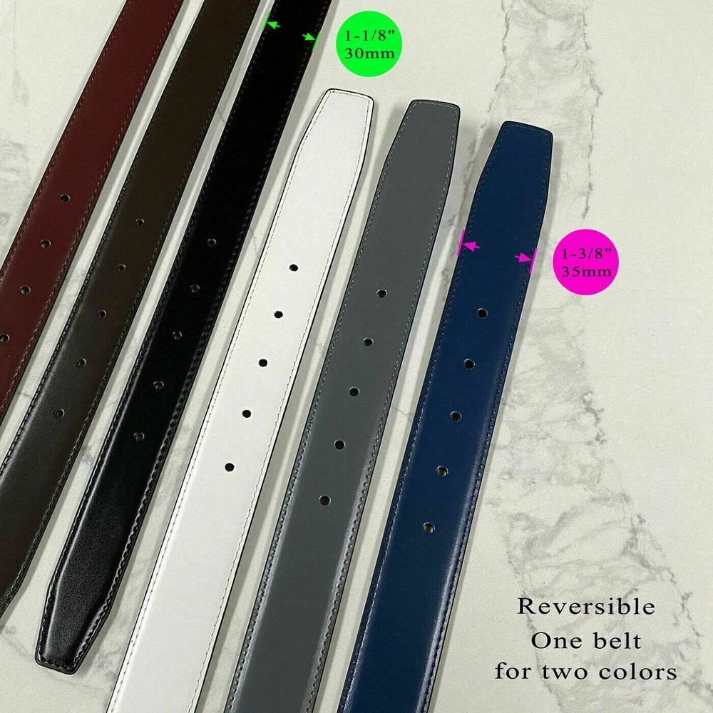 Reversible Belt Strap Replacement Genuine Leather 1-3/8"(35mm) Wide
