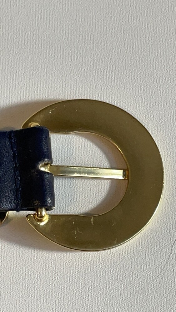 Diahann Carroll Vintage Women's Solid Dark Blue Leather Belt Size Large