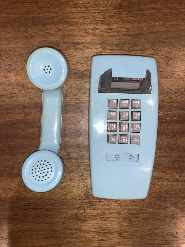 VTG ITT Aqua Turquoise Wall Phone Push Button Circa 1986 Untested- No Cable