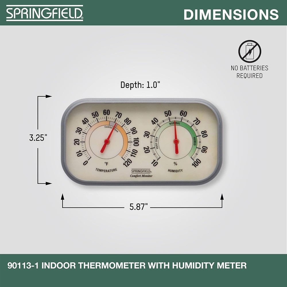 Stylish Analog Humidity Meter & Indoor Thermometer - Wall Mount or Desktop Use