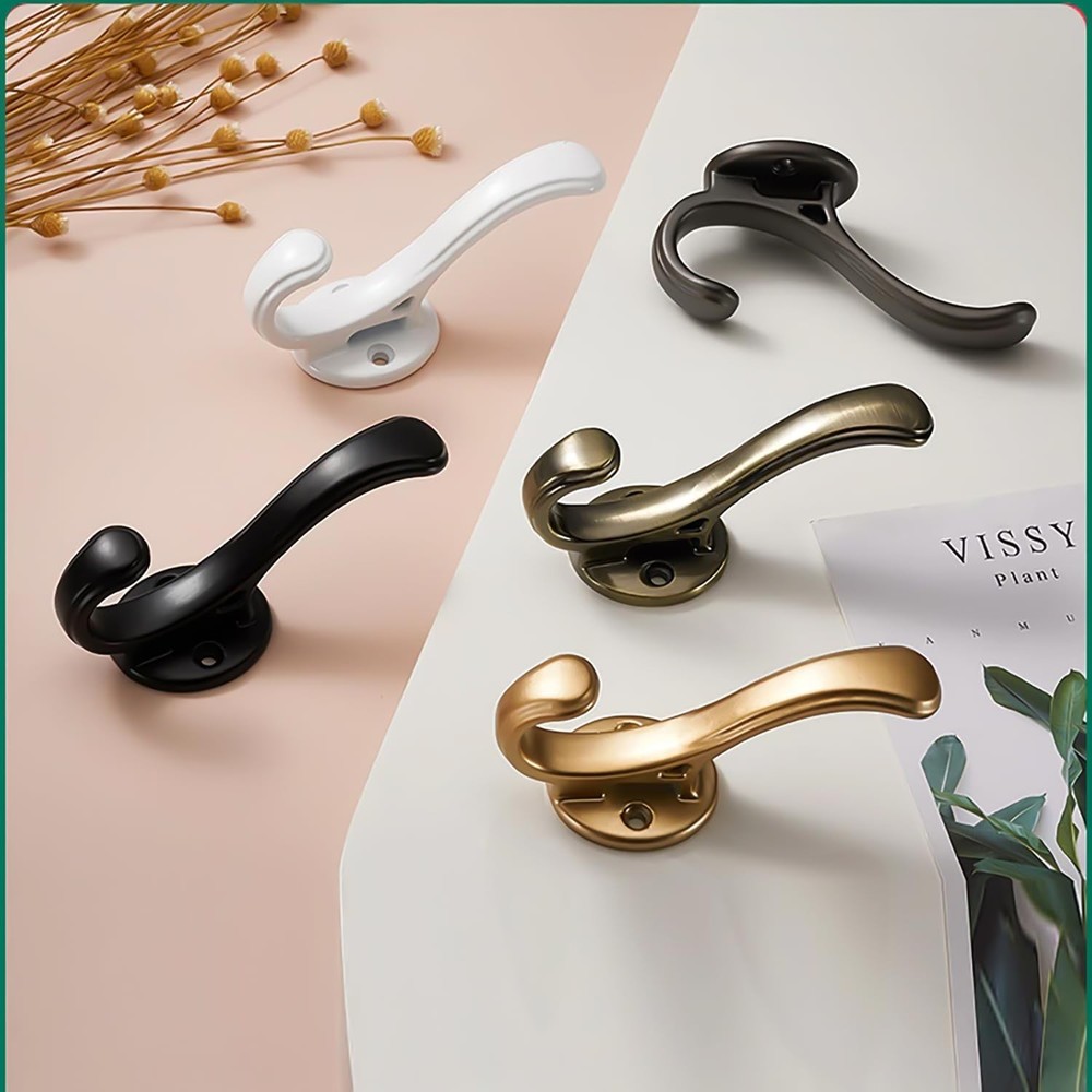 Coat Hooks Wall Mount, Hooks for Hanging Heavy Duty, Double Hook Wall Mounted...