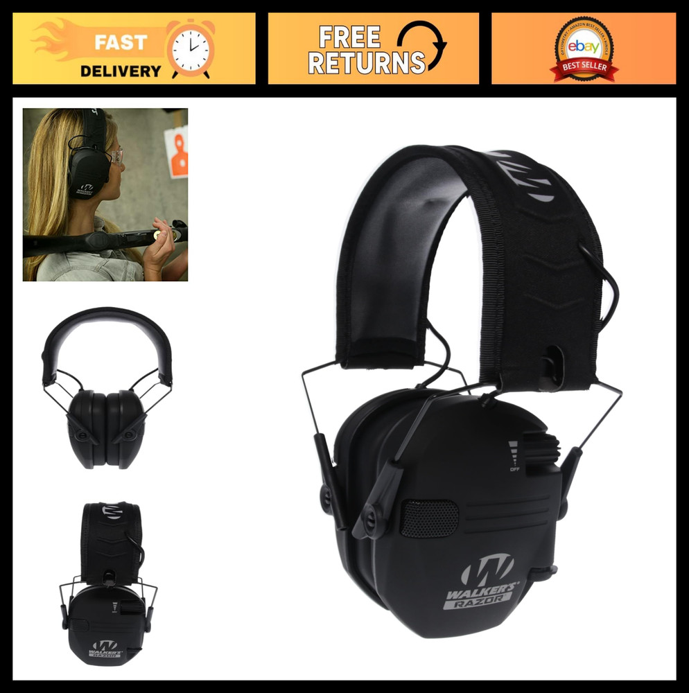 Slim Electronic Shooting Ear Muffs, Noise Cancelling, Adjustable Headband, Light