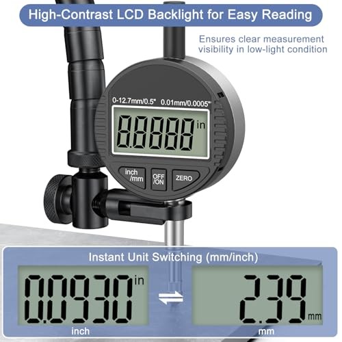 Electronic Digital Dial Indicator Gauge 0-12.7mm/0.5” 0.5”Dial Indicator
