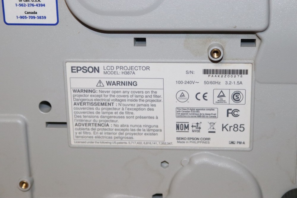 Epson PowerLite 905 HDMI Projector w/ Remote & Power Cord