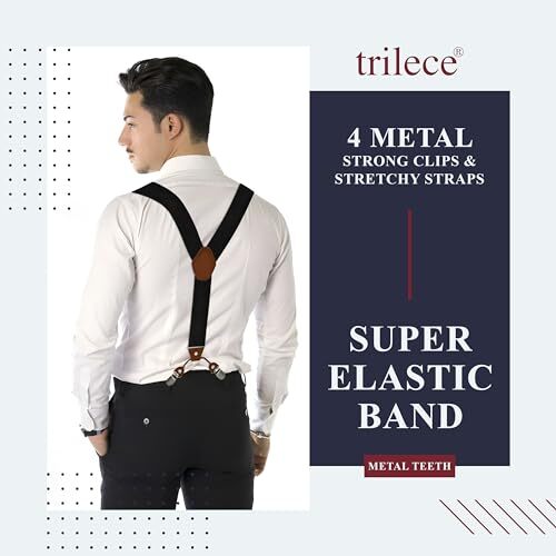 Suspenders for Men - Men's Solid Straight Clip Adjustable Y Back Costume 1 Red