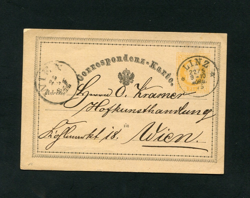 Austria - 'Linz' On GA 1875 Decorative Stamp Very Clear (#2956)