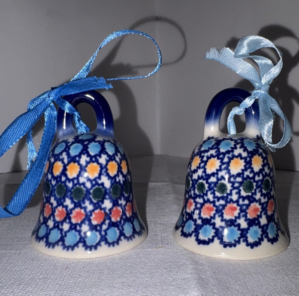 Polish Pottery Set Of 2 Bells