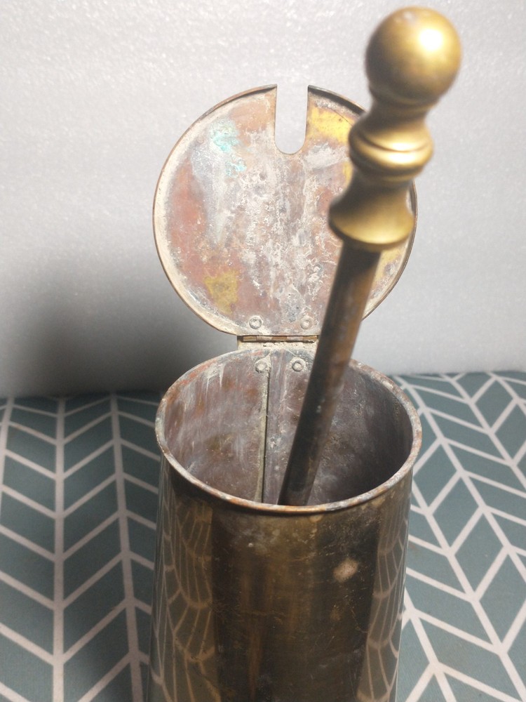 Antique Howes MAYFLOWER Brass Cape Cod Fire Starter Wall Mount Complete