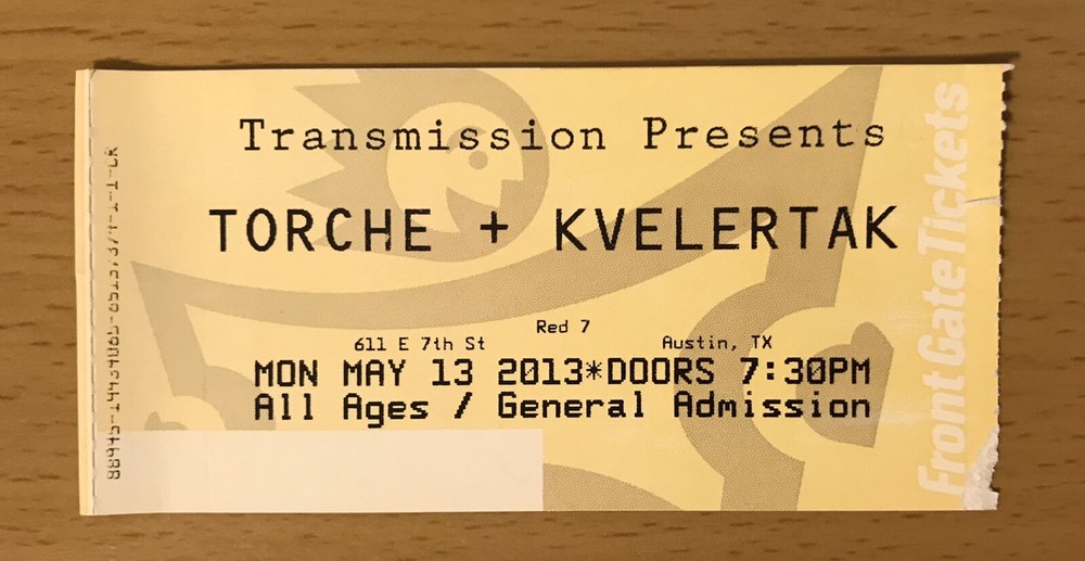 2013 TORCHE RED 7 AUSTIN TEXAS CONCERT TICKET STUB PITCHFORK MEANDERTHAL