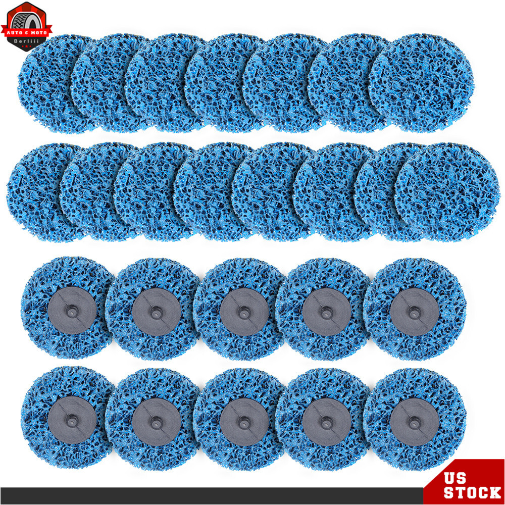 25 Pack 3" Blue Quick Change Easy Strip and Clean Discs For Paint Rust New