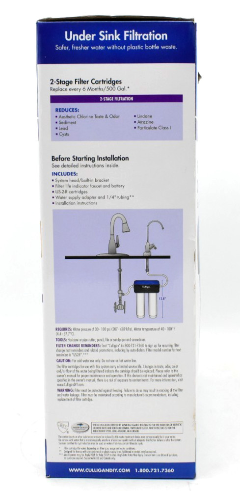 Culligan US-2 Under Sink 2-Stage Water Filtration System - Open Box