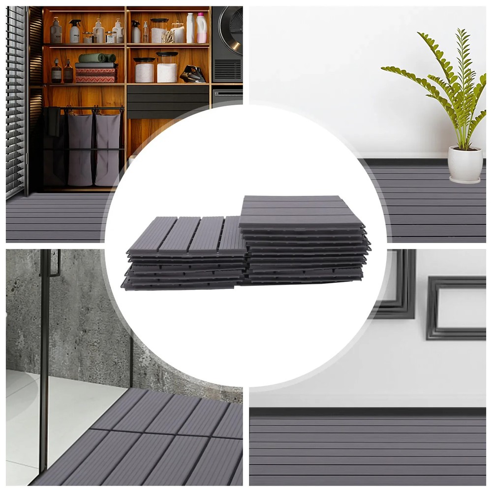 Interlocking 12"x12" Plastic Composite Patio Deck Tiles Easy DIY Installation