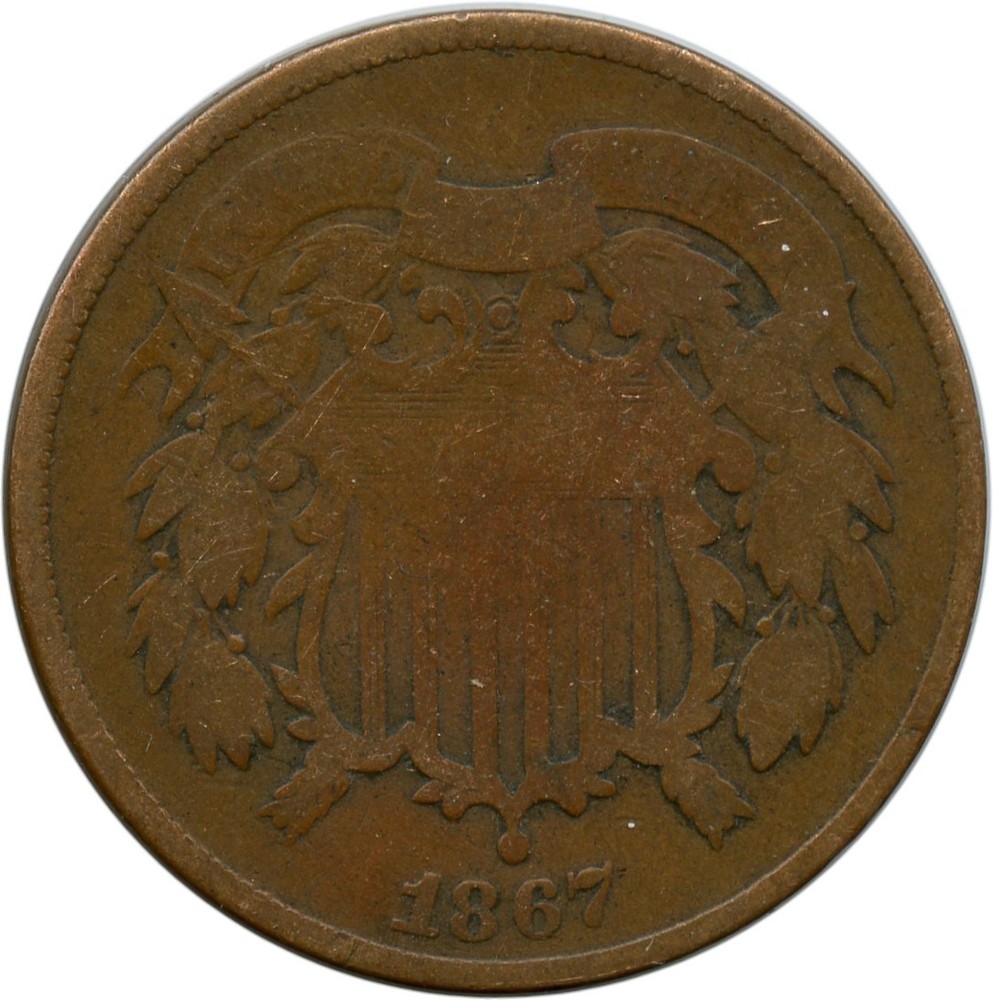 1867 Shield 2 Cents 2 Cent Piece